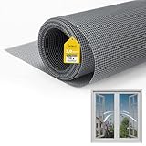 fowong Upgrades Fliegengitter Fenster mit 10x Reißfestigkeit Nanogitter, 122x252cm Extra Stabilität, DIY Katzenkratzfest Fliegennetz Ersatz für Fliegengitter Balkontür Wohnwagen,Grau, Geruchsneutral