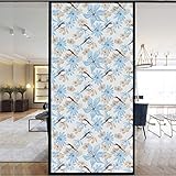 Xijier Sichtschutzfolie für Fenster, Vogel- und Blumenmuster, kein Kleber, Fensterfolie, statisch haftend, für Schiebetür, Badezimmer, statische Aufkleber, Heimdekoration, 88 x 150 cm