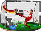 KESSER® Fußballtor – Hochwertiges Fußballtor 180cm, Training Schusstraining UV-beständigem Netz, Stahlrahmen mit Polsterung, Erdhaken, Luftpumpe, Hüttchen, Montagezubehör für Kinder und Erwachsene