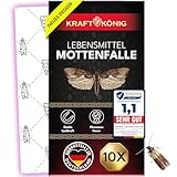 KRAFTKÖNIG Premium Lebensmittelmotten Falle - 10x Mottenfalle Lebensmittel mit Langzeitwirkung - Pheromonfalle mit starker Lockwirkung - geruchlose Lebensmittel Mottenfalle