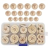 WANYI 80 Stück Holzknöpfe 15mm 20mm 25mm Runde Knöpfe Holz Kinder Natur Kinderknöpfe Babyknöpfe mit 2 Loch für DIY Nähen Babysachen Strickjacken Strickwolle (A)