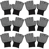 Generisch 15 Paar Rutschfeste Halbfinger Arbeitshandschuhe aus Nylon Atmungsaktive Sicherheits Handschuhe für Montage Reparatur und Industrie Schwarz