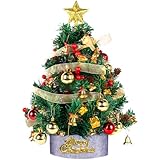 Mini Künstlicher Weihnachtsbaum 60cm,Tisch Christbaum mit Weihnachtskugel Tannenzapfen Christbaumspitze Stern,DIY Weihnachtsdekoration für Tischdeko Schaufenster Neujahr Haus Büro Dekoration