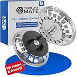 Spülbecken Siebkörbchen, 1 Pack, Ø 79,3 mm, kompatibel mit IKEA Siphon ATLANT und DOMSJÖ, Siebkorb mit DREI-Bein Gummidichtung, Ersatzteil für Atlant Spültisch und Domsjö Spüle, Küche Stöpsel Sieb