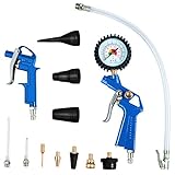 Scheppach Kompressor Zubehörset | Reifenfüllmessgerät mit Manometer - Blaspistole - 11 verschiedene Zubehörteile| 13 teiliges Druckluft Kompressor Zubehör