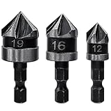 Bestgle kegelsenker set 3 stücke kegelsenker sechskant senker bohrer 90°center punch tool für holz kunststoff schnellwechsel bit 12mm 16mm 19mm