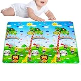 Kinderspielteppich - Lernspaß Spielmatte Für Kinderzimmer & Kindergarten,Zweiseitiger Interaktiver Teppich für Spielzeit Kindergarten Innen- und Außenbereich Picknick Krabbelübungen Sinnesaktivität