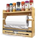naturlik 4-in-1 Folienschneider: Frischhaltefolienspender, Küchenrollenhalter, Alufolienspender & Gewürzregal – Premium Wandrollenhalter für die Küche