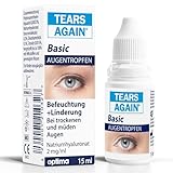 TEARS AGAIN 15ml Basic Augentropfen gegen trockene und müde Augen, Hyaluron 0,2%, Augentropfen zur Augenbefeuchtung