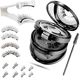 Magnetische Wimpern Magnet Wimpern ohne Eyeliner Paare Künstliche Wimpern Magnetisch Natürlicher Look Magnetwimpern Magnetische Wimpern mit Zange Wiederverwendbar Kein Kleber für Make-up,Date