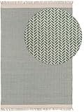 benuta Pure Wollteppich Kim - Mint 160x230 cm - Baumwolle,Wolle - Rechteckig & im Style: Ikat, Hygge & Cozy, Minimalistisch - Pflegeleicht für Wohnzimmer Schlafzimmer