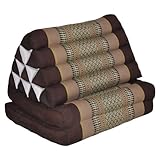 Wilai Bodenkissen Sitzkissen Bodenmatte Loungekissen Zierkissen Kapok Thaikissen, ausklappbar (82402 - braun/beige)