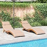 Myheimly Sonnenliegen mit Auflagen Klappbar Gartenliege Liegestuhl Holzliege Liege Gartenmöbel Saunaliege Strandliege 2 STK. Beige Massivholz Akazie