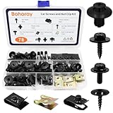 Bohoray 78pcs Karosserieschrauben Set, Auto Body Undertray Fender Schrauben, KFZ Blechmutter Schraube Mutter Clip Kit, Metall U Typ Befestigungsclip für Auto Stoßstange, Undertray, Türverkleidung