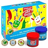 Artberry Fingerfarben Set für Kinder 6 Stück Gemischt mit Aloe Vera | 6x100ml Ungiftige Fingermalfarben | von Erich Krause