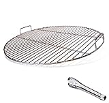 huanniu 304 grillrost Edelstahl rund mit Griff, 54.5 cm Durchmesser für 57 cm Holzkohlegrills z.B Weber,Grillroste Ersatz kugelgrill 57 cm,mit Grillclips