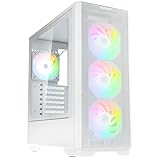 KOLINK Unity Solar PC-Gehäuse, GPU bis 400 mm, E-ATX-Motherboard, 4 x ARGB/PWM 120-mm-Lüfter, Gehärtetes Glas Halbpaneel, Mid-Tower, Weiß