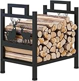 Kaminholzhalter mit Metallelchmuster Outdoor Kaminholzregal für Kamin Garage Werkzeugschuppen Terrasse Kleiner Holzständer mit Griff für den Innenbereich