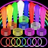 Knicklichter Party Set, 8 Tolle Farben Knicklichter Kinder, 150 Leuchtstäbe mit 150 Verbinder für Armbänder Armringe, Neon Party Gadgets für Halloween Party Deko Festival Hochzeiten Weihnacht