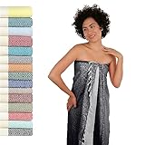 Flora Furora Saunahandtuch Saunatuch Damen + Herren, Hamamtuch groß 100x200 XXL: lang, platzsparend, leicht | Sauna Handtuch, Wellness Spa Tuch (Schwarz, 100 x 200 cm)