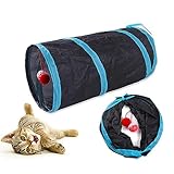 Katzentunnel,2 Wege Faltbar Hunde Agility Tunnel,Hundehöhle,interaktives Pop Up Labyrinthhaus für Kaninchen,Welpen,Frettchen,Meerschweinchen