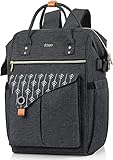 Rucksack Damen, Laptop Rucksack für 15.6 Zoll Laptop Schulrucksack mit USB Ladeanschluss für Arbeit Wandern Reisen Camping, für Mädchen, Oxford, 20-35L Schwarz