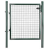 SONGMICS Gartentor, Gartentür, verzinkter Stahl, robust und langlebig, abschließbar, Tür 87 x 90 cm, 106 x 90 cm (B x H), grün GGD150G