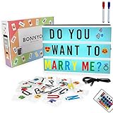 Light Box mit Farbwechsel, 400 Buchstaben, Emojis, 2 Stifte, USB - BONNYCO | Ä Ö Ü ß | Led Lichtkasten Buchstaben 16 Farben mit Programme | Led Leuchtkasten Schlafzimmer Wohnzimmer Deko & Geschenk