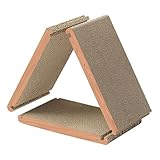 DIKACA Faltbares Dreieckiges Katzenkratzbrett aus Wellpappe 6 Seitig Kippsicher Möbel und Kratzschutz Aktivitätsbrett für Wohnungskatzen und Kätzchen