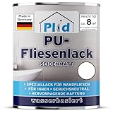 Plid® Fliesenfarbe Badezimmer & Küche [FEUCHTIGKEITSBESTÄNDIG]- Fliesenlack Weiß satin 0.75l fürs Bad - Fliesen neu streichen & lackieren im Innenbereich - 3in1 Fliesen Farbe Lack - Made in Germany