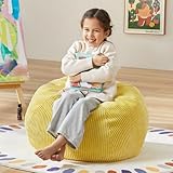 Hobestluk Sitzsack mit Füllstoff, Tropfenform, abnehmbarer Bezug, für Schlafzimmer, Wohnzimmer, klein, Gelb