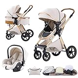 BEBBY 3-in-1 Kinderwagen KombiKinderwagen-Set 2-in-1 Buggy faltbar Luxus Hochlandschaft Neugeborenes Tragbarer Kinderwagen Zusammenklappbarer Kinderwagen Kinderwagen Travel System
