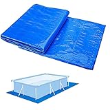 Ruolin Pool Bodenplane Blau, Wasserdichtes Poolunterlage Rechteckig Faltbares Bodenschutzmatte Schwimmbecken für Aufblasbare Pools Oberirdische, Schlauchboote und Planschbecken 445 x 254cm