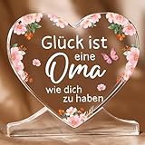 Niyewsor Oma Geschenk Weihnachten, Herzförmiges Acryl-Plakette Dekoration, Oma, Geschenk Oma Geburtstag, Geburtstagsgeschenk Muttertagsgeschenke Oma