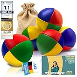all Kids United® Jonglierbälle im 5er Set; Professionelles Jonglierball-Set im Jute-Beutel; Weiche Juggling Balls für Anfänger & Fortgeschrittene mit Gratis E-Book zum Trainieren