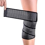 SEAFRONT Schwarze Hochelastische Gummiband Bandage Klett Klettband Sport Waden Oberschenkelbandage Knieorthese Kompressionsbandage Stützbandage BRAC