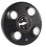 Luminea Schirmbeleuchtung LED: LED-Schirmleuchte LSL-250 mit 4 dreh- und dimmbaren Spots, 250 Lumen (LED Schirmlampe, Sonnenschirmbeleuchtung LED, Batterie Leuchten)