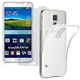 Conie Hülle für [ 2er Pack Set Hülle + Folie ] Samsung Galaxy S5 Neo, S5 Silikonhülle, Backcover, Hülle Transparent/Durchsichtig, PU Leder, für Samsung Galaxy S5 Neo (5.1')