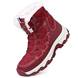 Unitysow Damen Winterschuhe Herren Stiefel Warme Gefütterte Schneestiefel Winterstiefel Outdoor Wasserdicht Trekkingschuhe Wanderschuhe Winterboots Gr.37-46,Rot,Gr.39