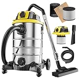 Monzana® Nass Trockensauger 30L 1200W + 1000W Steckdose GS-Zertifiziert 9m Bewegungsradius Blasfunktion Staubsauger Industrie Edelstahl Waschsauger Nasssauger