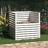 Komposter, Xichuzi Gartenkomposter, Schnellkomposter, Composter, Compost Bin, Komposttonne, Kompostbox, Kompostierbehälter, Weiß 100x100x102 cm Massivholz Kiefer