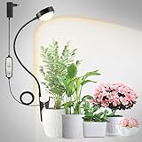fayleer Pflanzenlampe LED Vollspektrum mit Optischer Linse für Hohe PPFD, Pot Clip Grow Lampe mit 6/12/18H Timer, Grow Light Pflanzenlicht Wachstumslampe mit Schwanenhals für Zimmerpflanzen