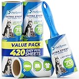 PetLovers Fusselrolle Tierhaare Extra klebrig 420 Blatt – Fusselrasierer Tierhaarentferner für Kleidung