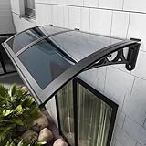 Vordach Haustür,Vordach Haustürvordach,UV-Schutz Regenschutz Türvordach Haustürdach Pultvordach aus 2.5 mm Polycarbonat und Aluminium Rahmen,60/80/100/120/150 cm Breite (80x200cm/32 x79)