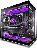KEDIERS PC Gehäuse - vorinstallierte 4-Lüfter, ATX Mid Tower Gaming Gehäuse, Computergehäuse mit öffnendem Seitenteil aus gehärtetem Glas Schwarz G500