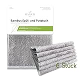 MANATI Interior Bambus Spültuch und Putztuch (6er Set) │ Mikrofasertuch aus 100% Bambus, saugstark, waschbar & biologisch abbaubar │ Spülschwamm Spültücher Putztücher Mikrofasertücher (Grau)