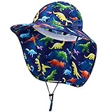 WAWSAM Jungen Sonnenhut Verstellbarer Kinder Sonnenhut Dinosaurier Baby Sonnenhut Leicht Kinder Strohhut Dinosaurier Strandhut für Campingangeln im Freien… (Dunkelblau)