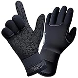 PAWHITS Neoprenhandschuhe, 3mm Neoprenhandschuhe mit verstellbarem Handgelenkband, 5-Finger Thermo-Antirutsch-Schwimmhandschuhe für Tauchen, Surfen, Paddeln, Kajakfahren (L)