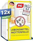 PIC Lebensmittelmotten Falle - 12 Lebensmittelmottenfallen - Mottenfalle mit Pheromon für ideale Wirkung - Mottenfalle Lebensmittel - Effektive Klebefallen zur Befallsermittlung von Lebensmittelmotten