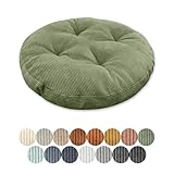 Lsjoaw Sitzkissen Rund 35cm Dicke 6cm 1 Stück Bodenkissen Rund Sitzpolster Stuhlauflage Sitzpolster Stuhlkissen Polster Auflage für Wohnzimmer Büro Konferenzraum Cordstoff （GrüN）